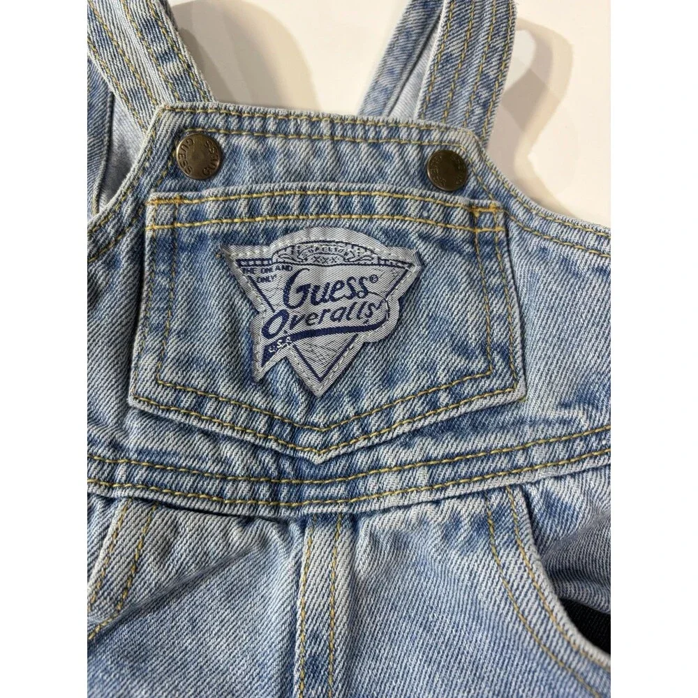 90’s Vintage Blue Denim Guess Overalls Made In USA Size 3m